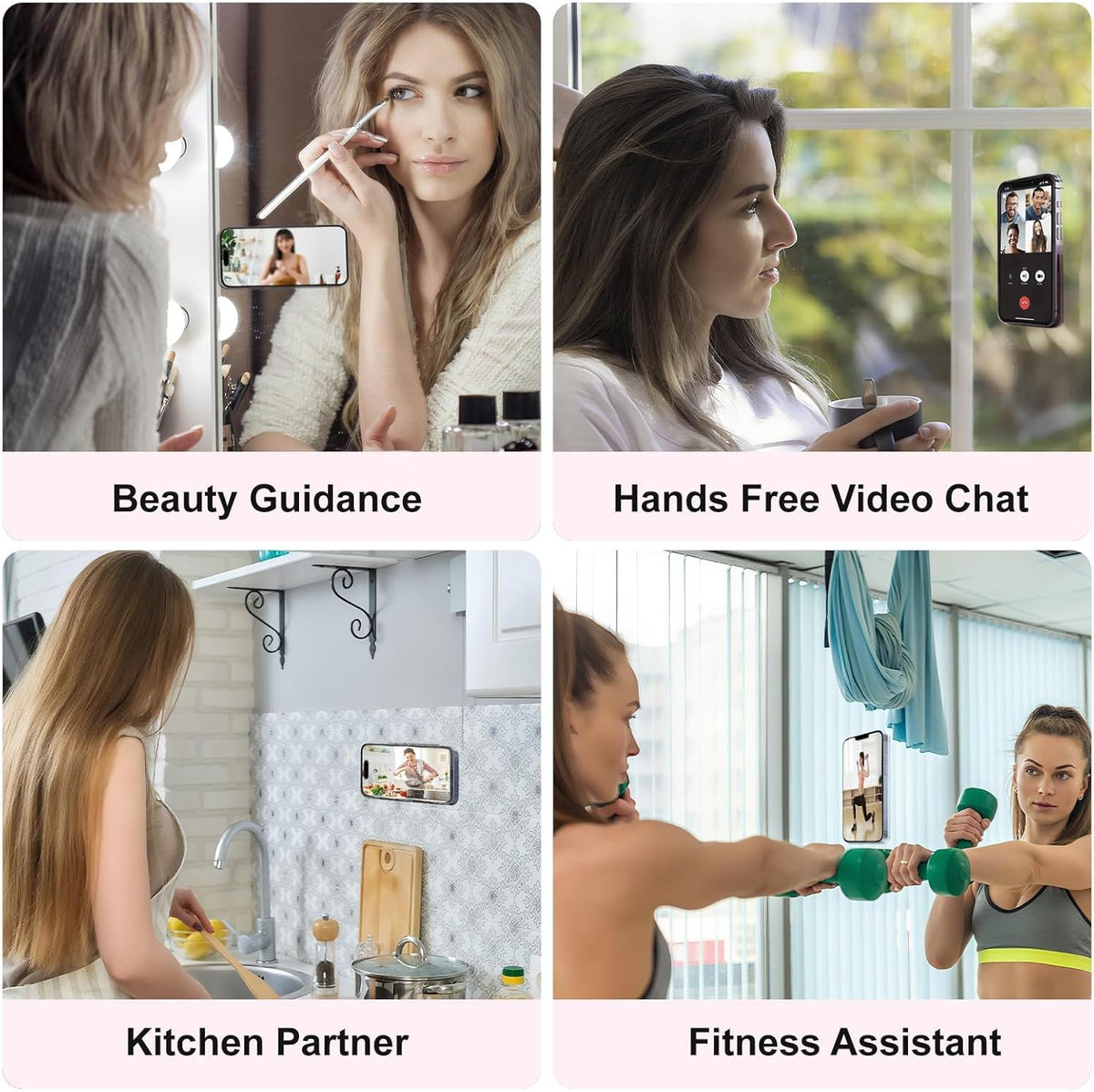 2PCS Silicone Suction Phone Case Mount,Non Slip Suction Cup, Hands-Free Phone Accessories Holder for Selfies and Videos,Silicone Adhesive Stand Sticky for Cell Phone White