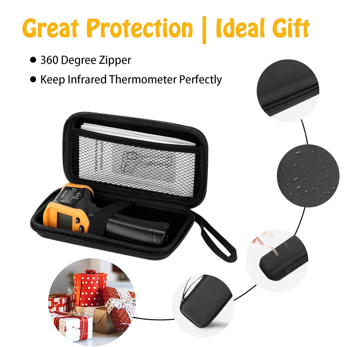 Infrared Thermometer Gun for Cooking, OnniOne Laser Thermometer Gun for Blackstone Pizza Oven, -58℉~1022℉ Non Contact Temperature Gun with Carrying Storage Case, LCD Backlit (NOT for Human)