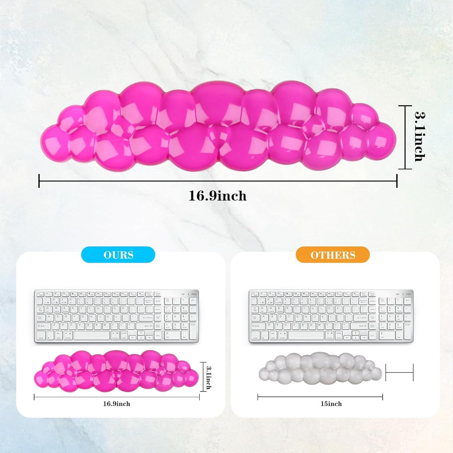 Gel Cloud Keyboard Wrist Rest, Cute Wrist Support and Arm Support Keyboard Rest for Keyboard Typing Pain Relief,Suitable for Office/Computer/Laptop/Gaming(Keyboard Wrist Rest Red)