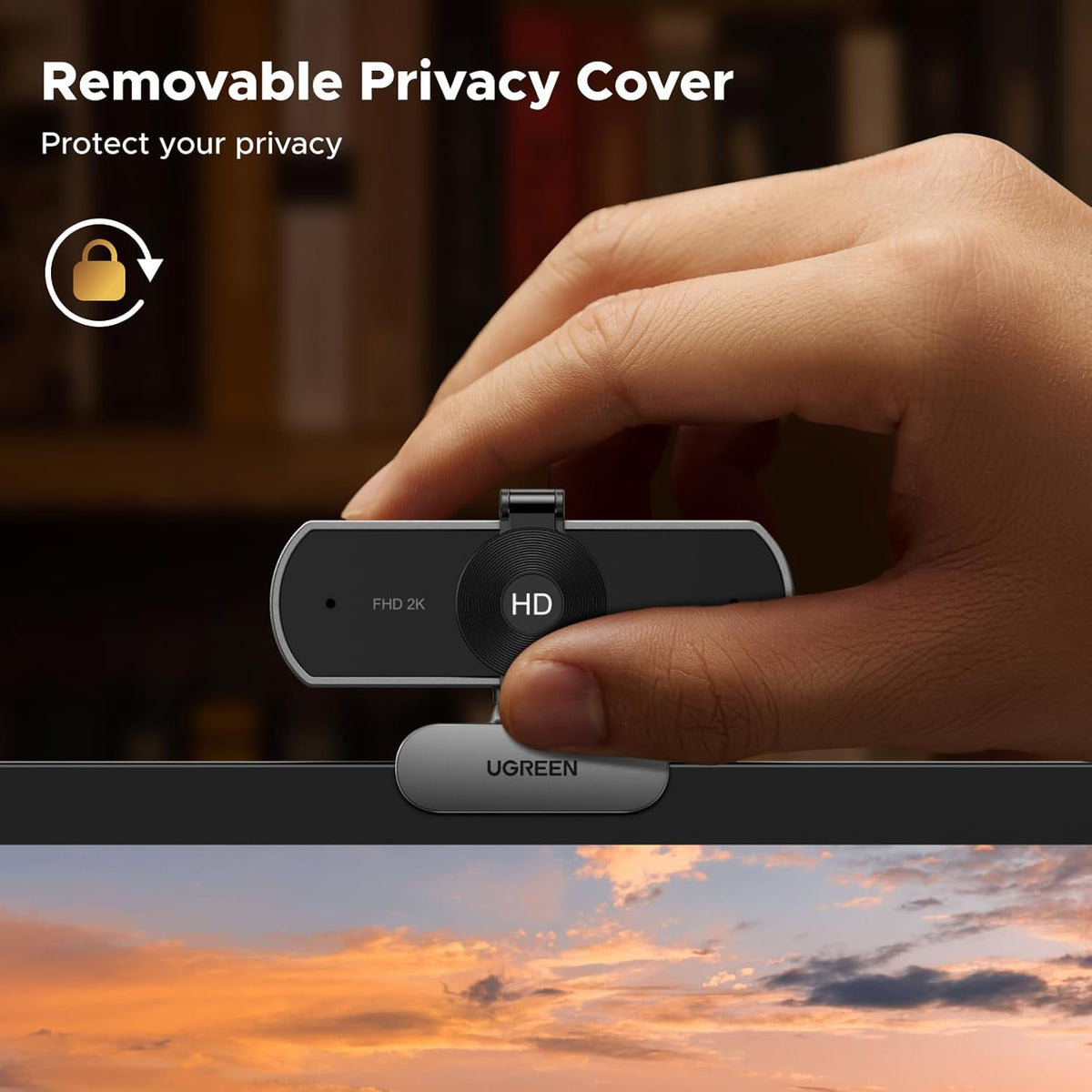 UGREEN 2K Webcam for PC Ultra HD 1080P Computer Webcam with Microphone, PC Camera with Privacy Cover, USB Web Camera for Streaming, Conference, Video Calling, Zoom, Skype, Teams, FaceTime, Silver Grey