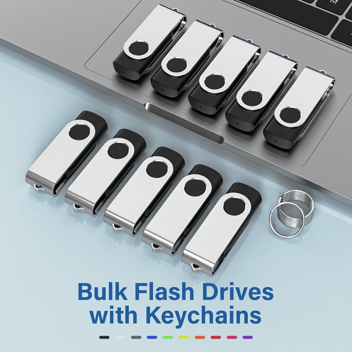 USB Flash Drives 8GB 20 Pack, Wooolken USB 2.0 Thumb Drives with Keychains Memory Stick USB Drive Pendrive for PC Laptop Computer (Black)