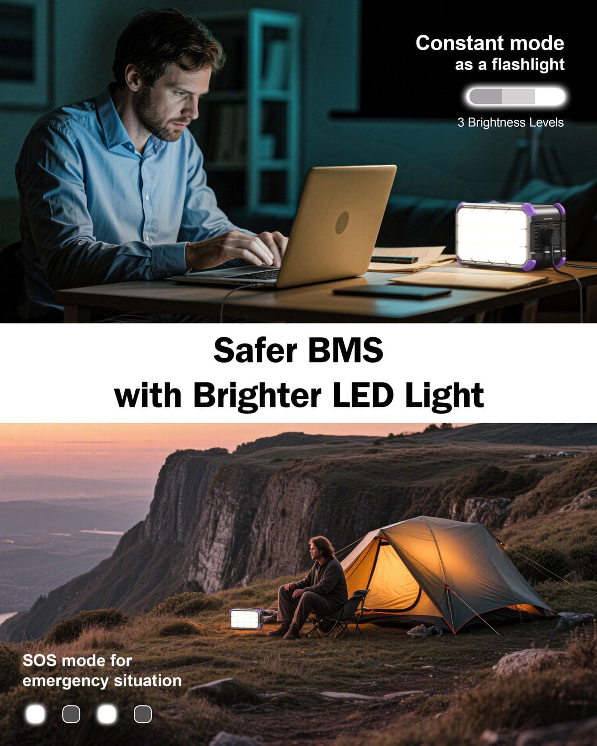 BROWEY Portable Power Station 153Wh Small Solar Generator with Hand Crank 120V 150W AC Outlet Lithium Battery Power Bank, Wireless Charging Emergency Charger for Outdoor Camping Travel Home Backup