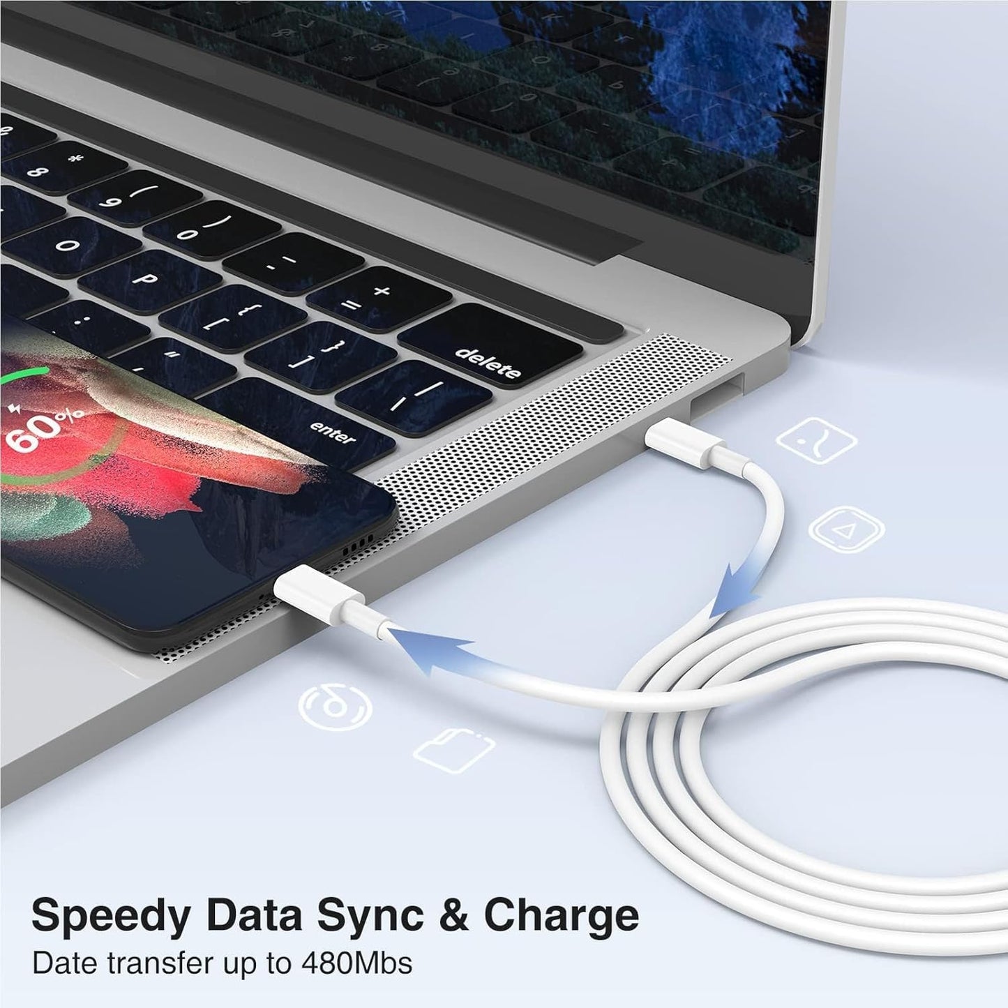 3-Pack 1FT 60W USB C to USB C Cable, Type C Fast Charging Cable for iPhone 16 15 Pro Plus Pro Max,for Galaxy S24 S23, for iPad Pro/Air, for MacBook Pro/Air and More