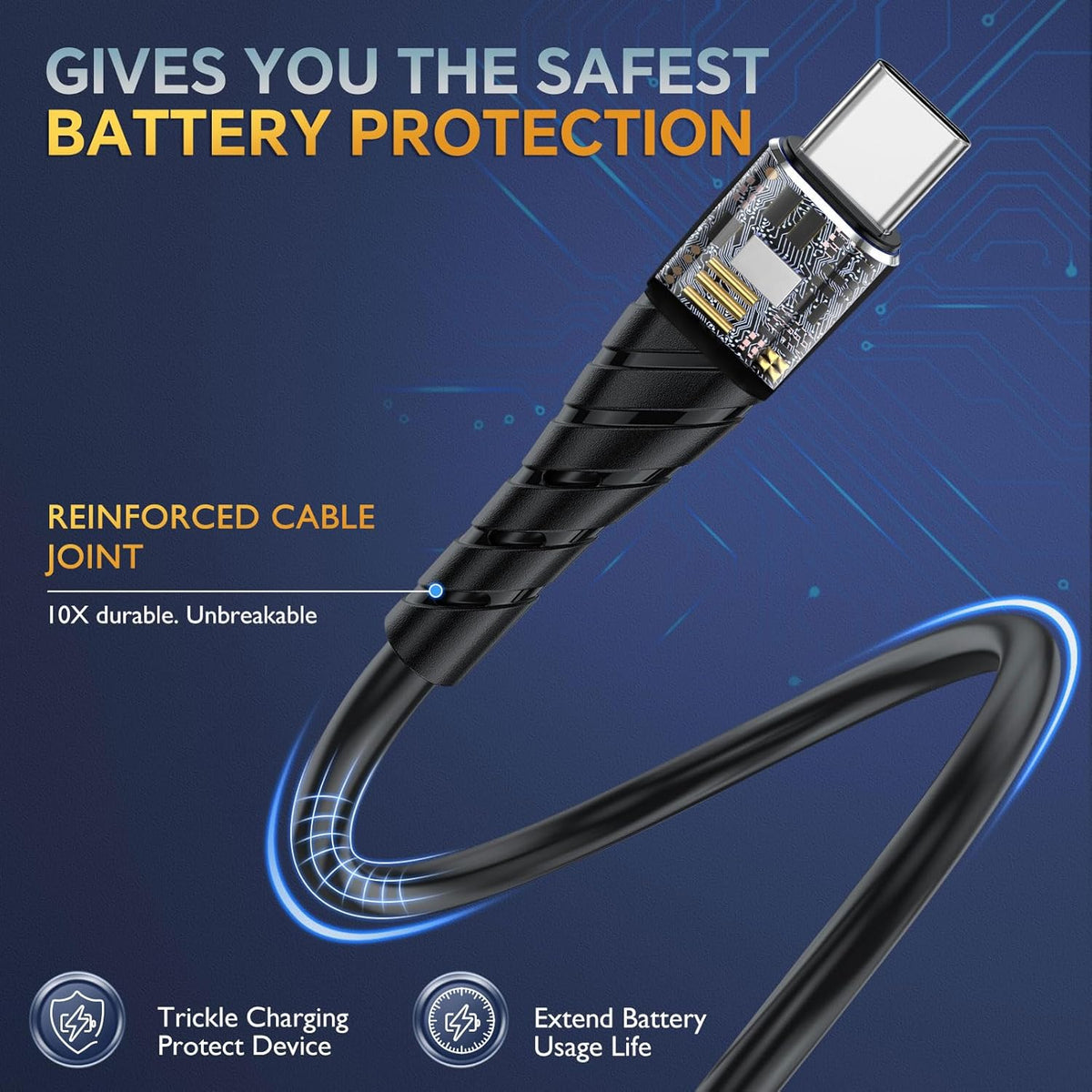 OIITH USB C Cable, USB A to USB C 3A Fast Charging (10FT 3Pack) Phone USB Type-C Charge Cable Android Charge Cord USB C Charger Cable for iPhone 15 Plus/Pro/Pro Max/Samsung/Pad/Laptop/LG/-Gold