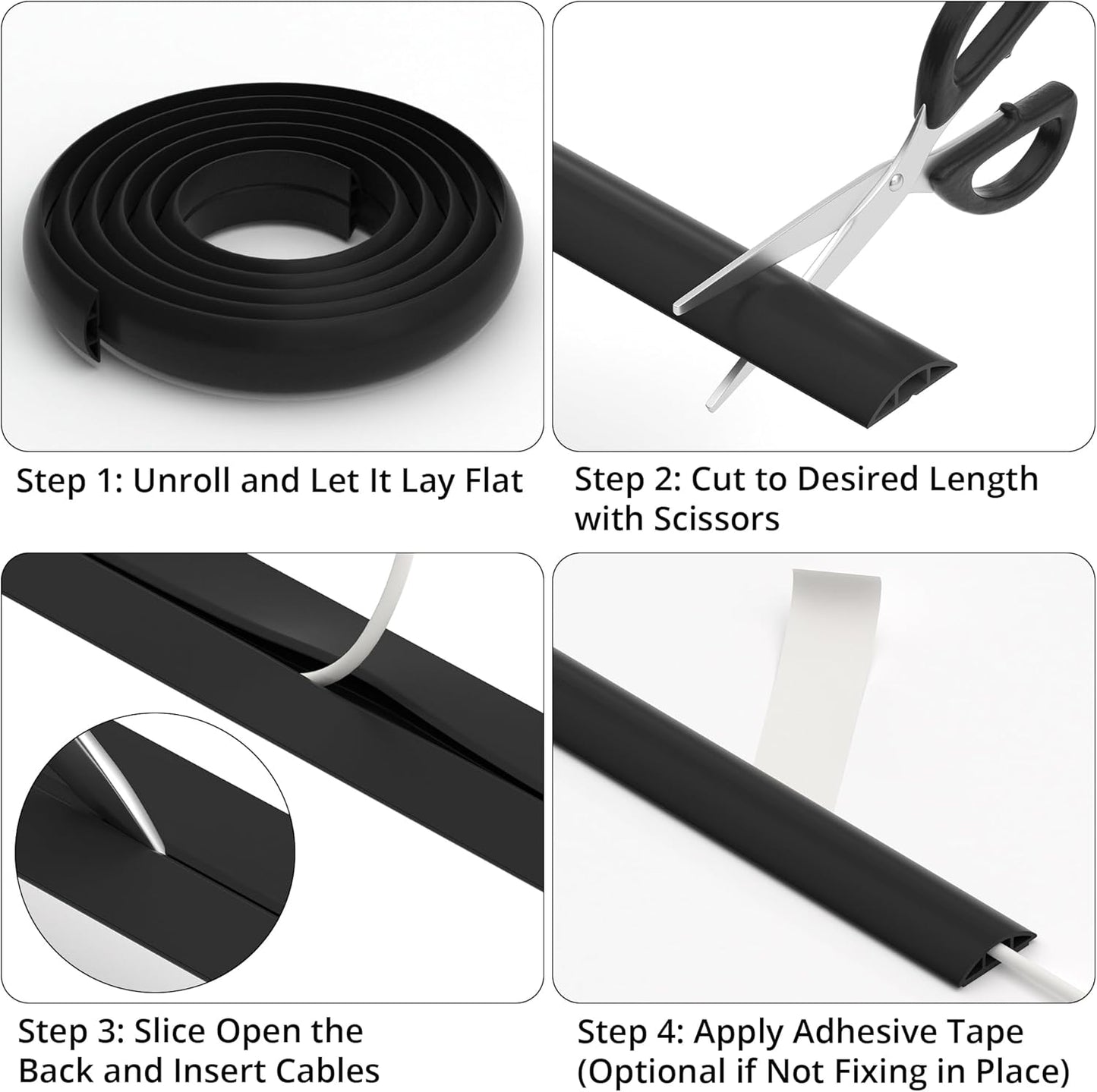 ZhiYo 5.6ft Cord Covers for Wires on Floor, Cord Hider Floor Hide Extension Cords, Soft PVC Cable Cover Cable Protector, Wire Cavity W0.62in H0.31in, Vintage Coffee