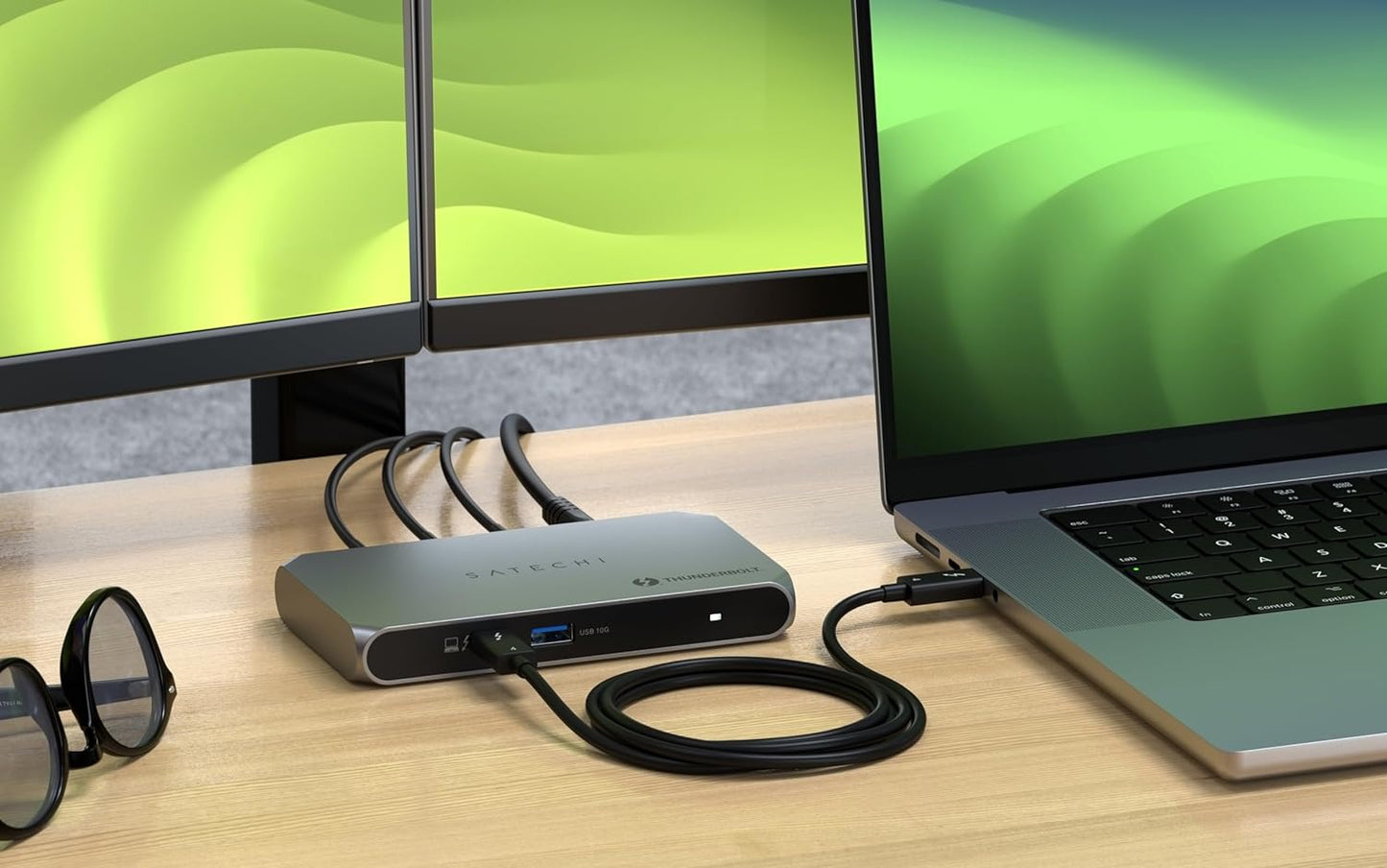 Satechi Thunderbolt 4 Dock Slim Hub Pro, USB C 100W Charging, Single 8K or Dual 4K Display, 4 Thunderbolt 4 Ports, USB 3.2 Gen2, for Mac/Windows, MacBook Pro/Air M4/M3/M2/M1, Dell, Surface, Lenovo