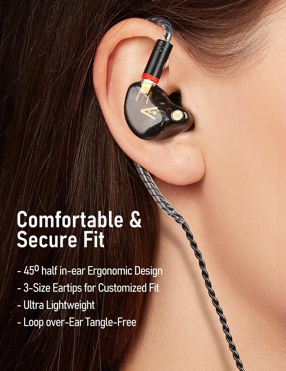 Vibes 201C Wired Earbuds in-Ear Headphones, USB C to 3.5mm Adapter & Braided Cord, Noise Isolating Bass Driven Earphones, Carry Case, Ear Buds Tips, 3.5mm Jack (Clear Brown, No Mic)