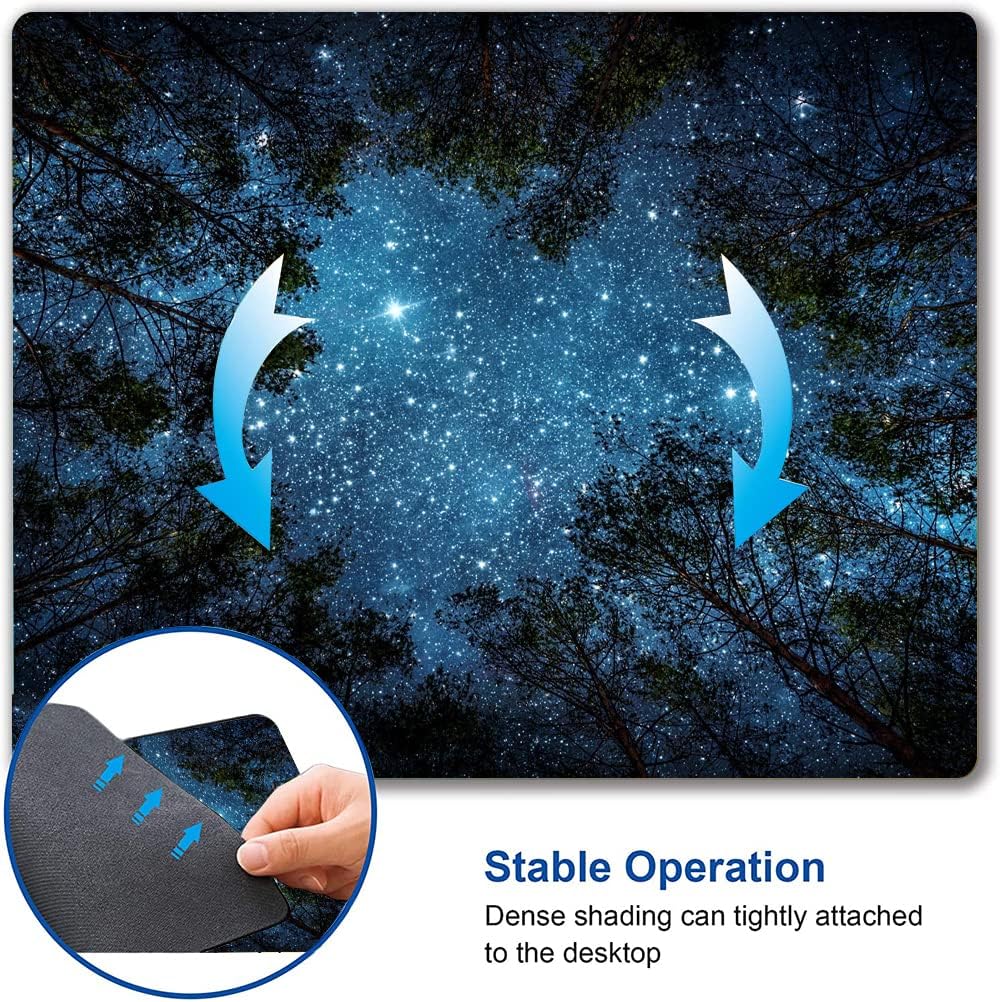Mouse Pad, Forest Mouse Pad, Square Waterproof Mouse Pad Non-Slip Rubber Base MousePads for Office Laptop, 9.5"x7.9"x0.12" Inch(Starry Night Forest)