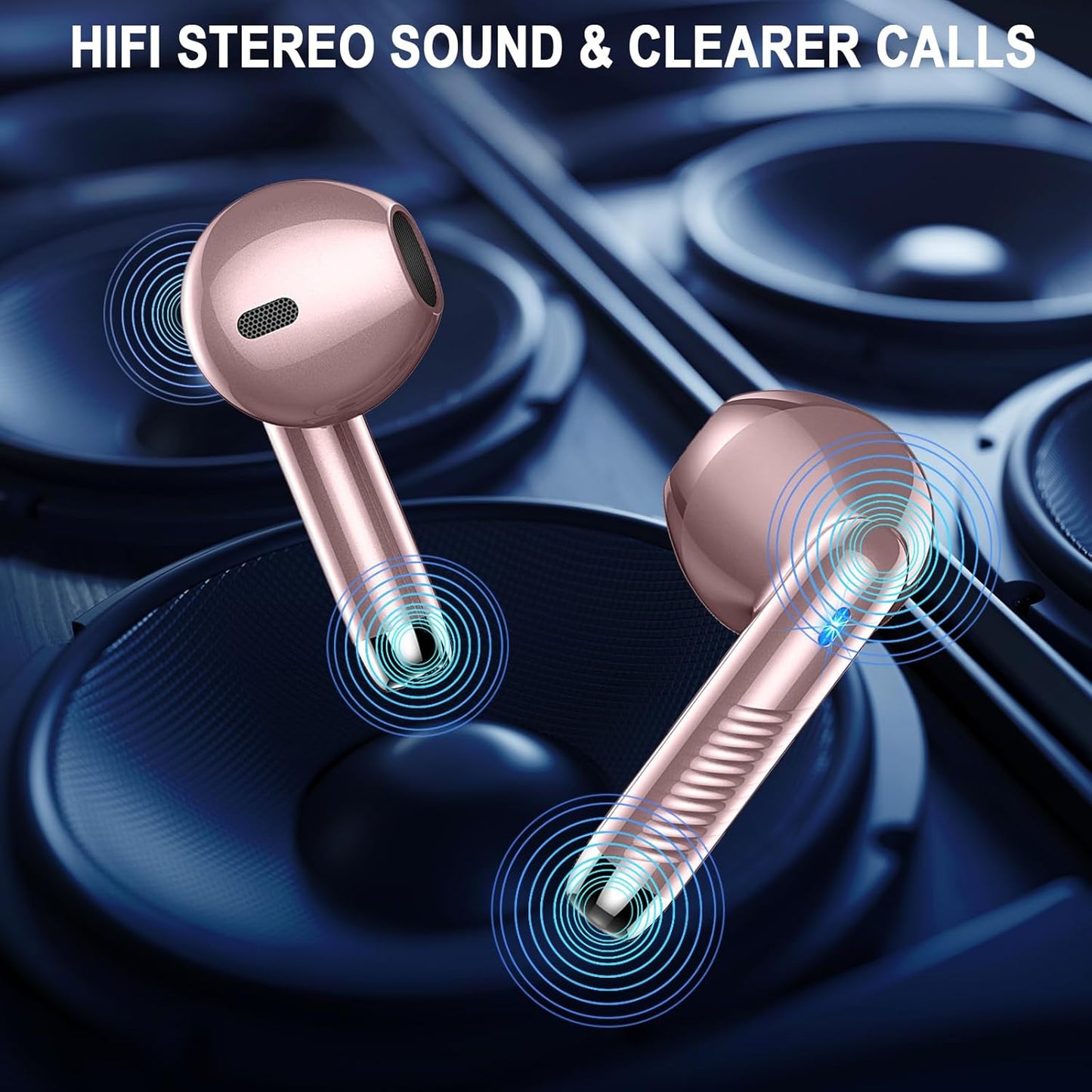 Wireless Earbuds, Bluetooth 5.4 Ear Buds LED Power Display Headphones Bass Stereo, Bluetooth Earbuds in-Ear Noise Cancelling Mic, 40H Playback Mini Case IP7 Waterproof Sports Earphones for Android iOS