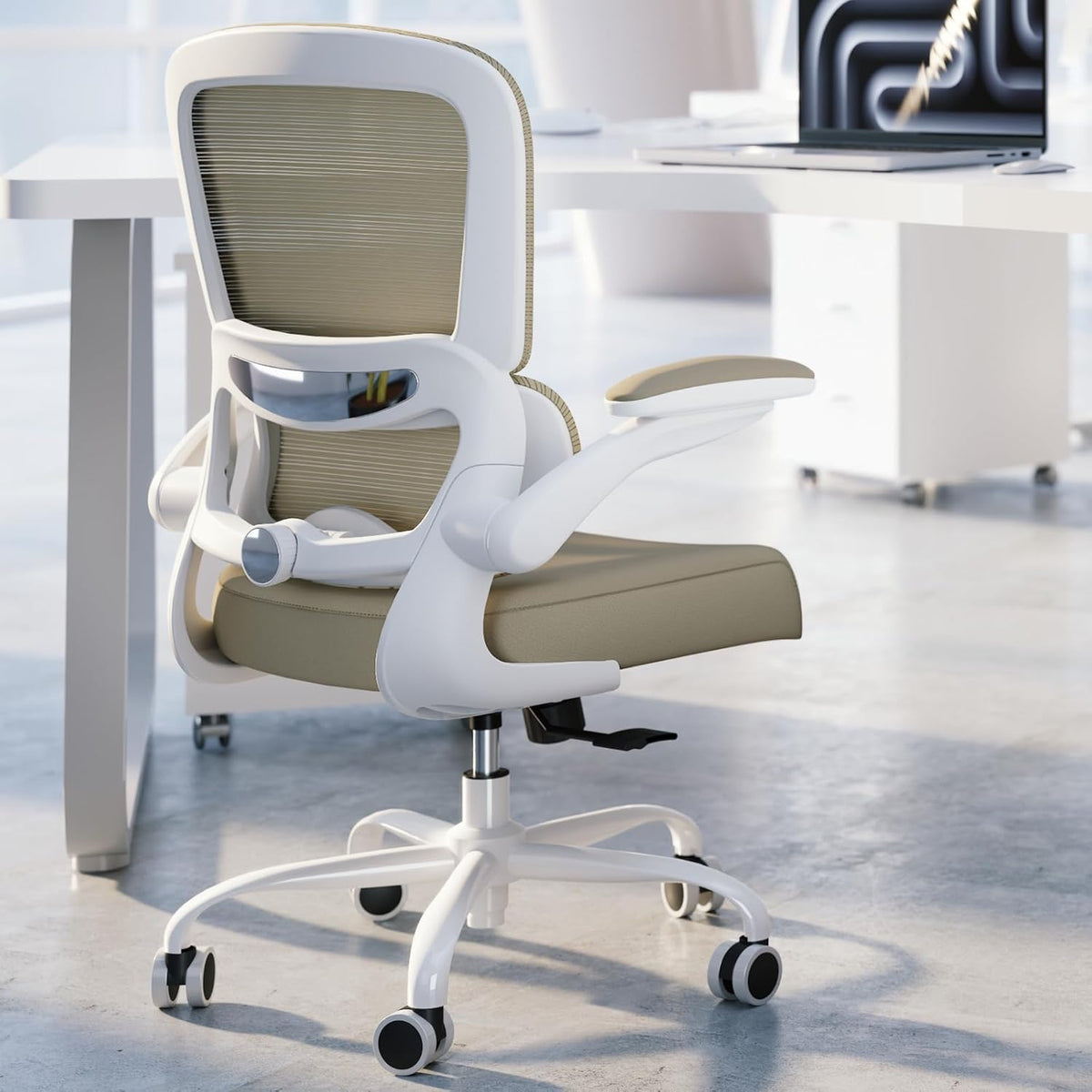 TRALT Office Chair - Ergonomic Desk Chair with Adjustable Lumbar Support, Mesh Computer Chair, Executive Chairs for Home Office Comfortable Lumbar Support,Khaki