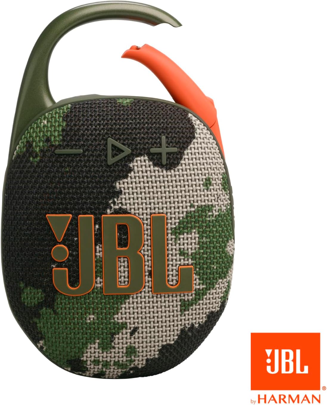 JBL Clip 5 - Ultra-Portable, Waterproof & Dustproof Bluetooth Speaker, Big Pro Sound with Punchy bass, Integrated Carabiner, Up to 12 Hours of Play, Made in Part with Recycled Materials (Squad)
