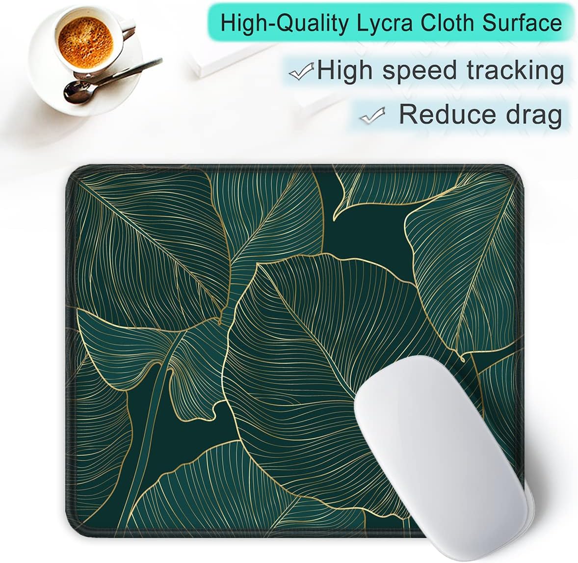 ITNRSIIET Mouse Pad with Stitched Edge Premium Textured Smooth Precise Operation Waterproof Washable Non-Slip Rubber Base Desktop Protection Mat, 10.2×8.3×0.12 inches, Palm Texture