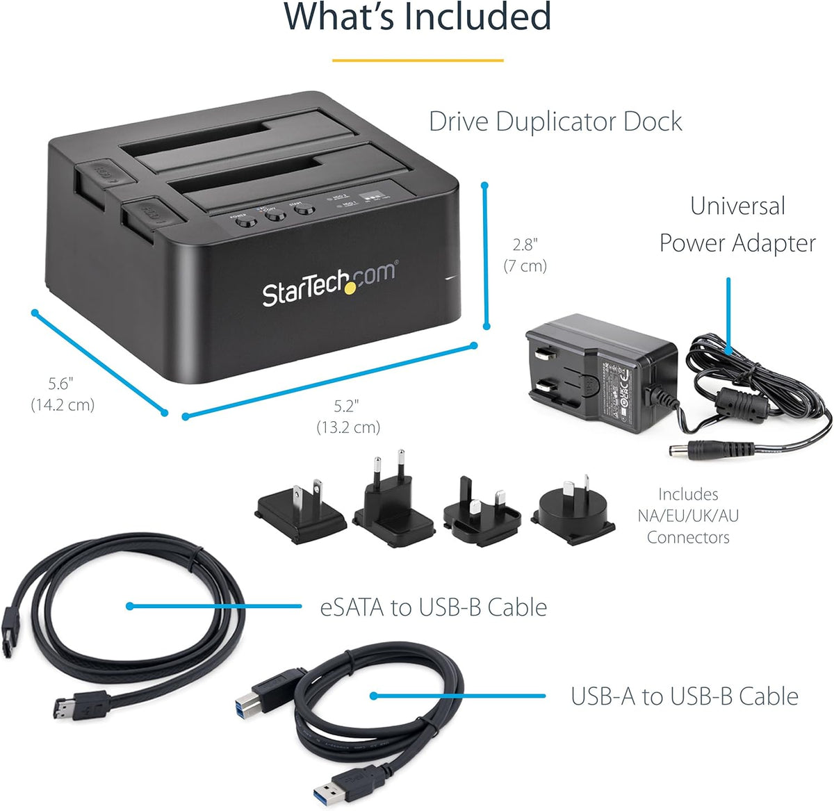 StarTech.com Standalone Hard Drive Duplicator, External Dual Bay USB 3.0 (5 Gbps) / eSATA to 2.5/3.5" SATA III HDD/SSD Cloner/Copier, Hard Disk Docking Station, Cloning/Recovery (SDOCK2U33RE),Black