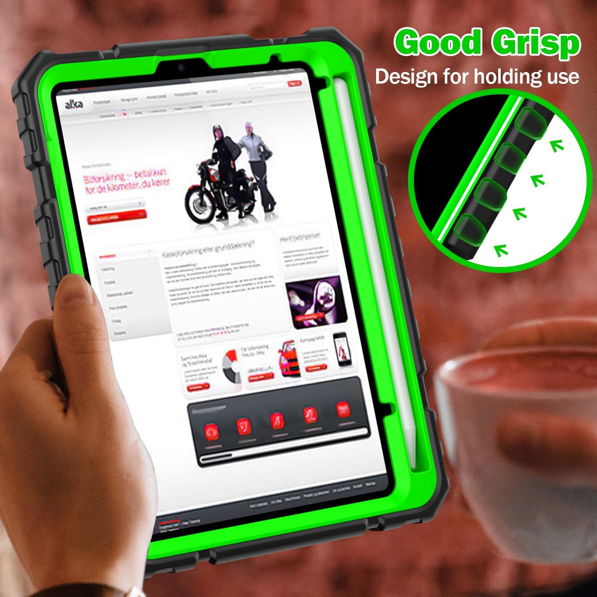 Grifobes Case for iPad mini 7 (A17 Pro) 2024 / Mini 6 2021 8.3 inch, Heavy Duty Shockproof Rugged Cover with Pencil Holder Stand, for I Pad Mini7th/6th Gen 8.3" Case for Kids Boys (Black+Green)