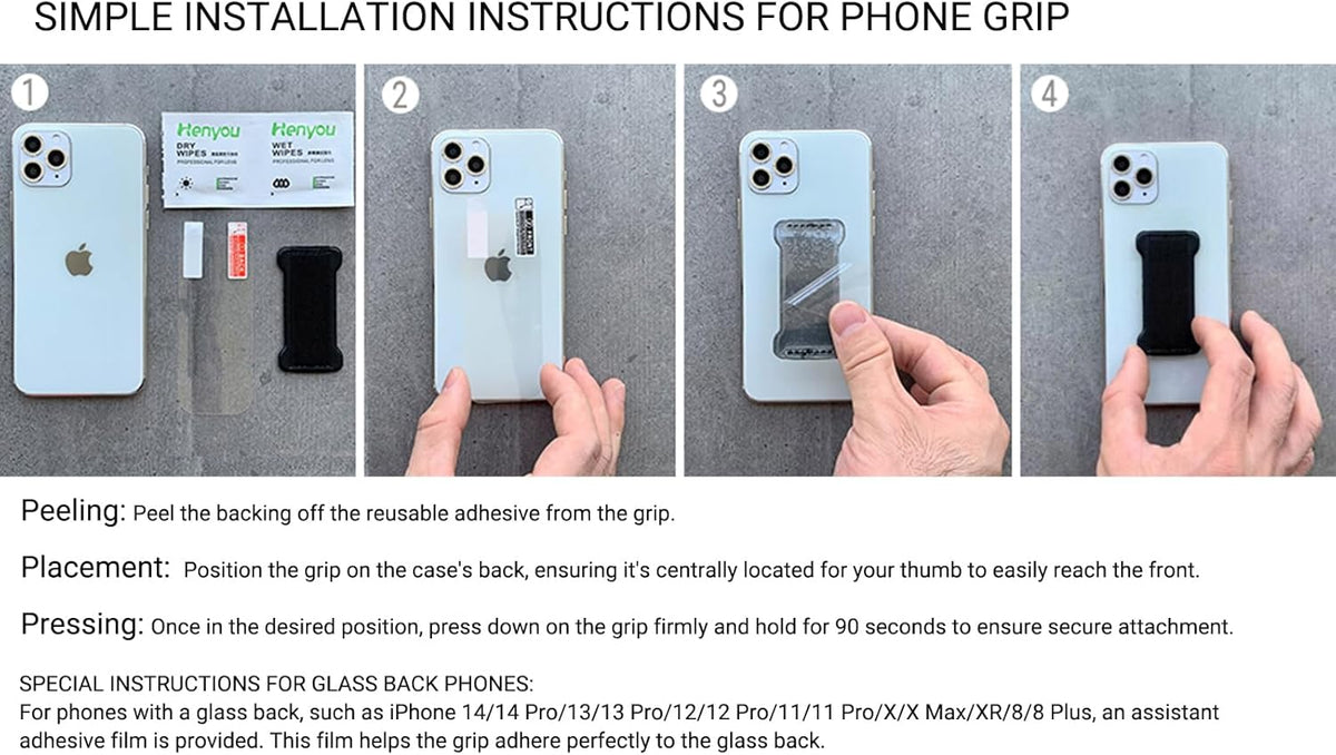Phone Grip Holder for Hand, Universal Finger Strap Phone Holder, Finger Selfie Grip Compatible with Most Smartphones (Purple) - 2Pack