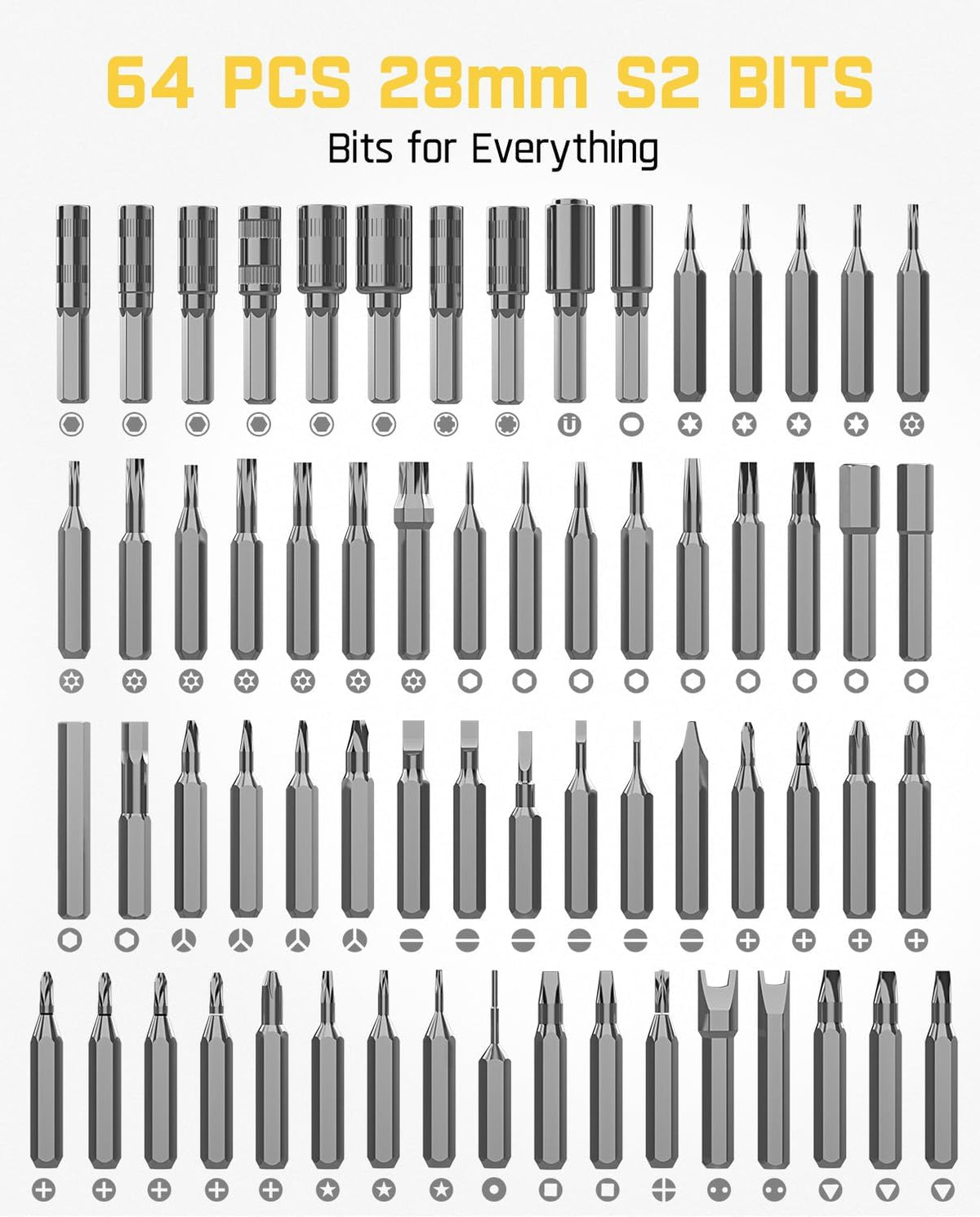 Fanttik Electric Screwdriver Kit, Precision Screwdriver Set, 64 Magnetic Bits, 12 Types Fix Tools, 0.05/0.2 N.m, Repair Tool for Phone Laptop Watch Electronics - E1 NEX Workstation