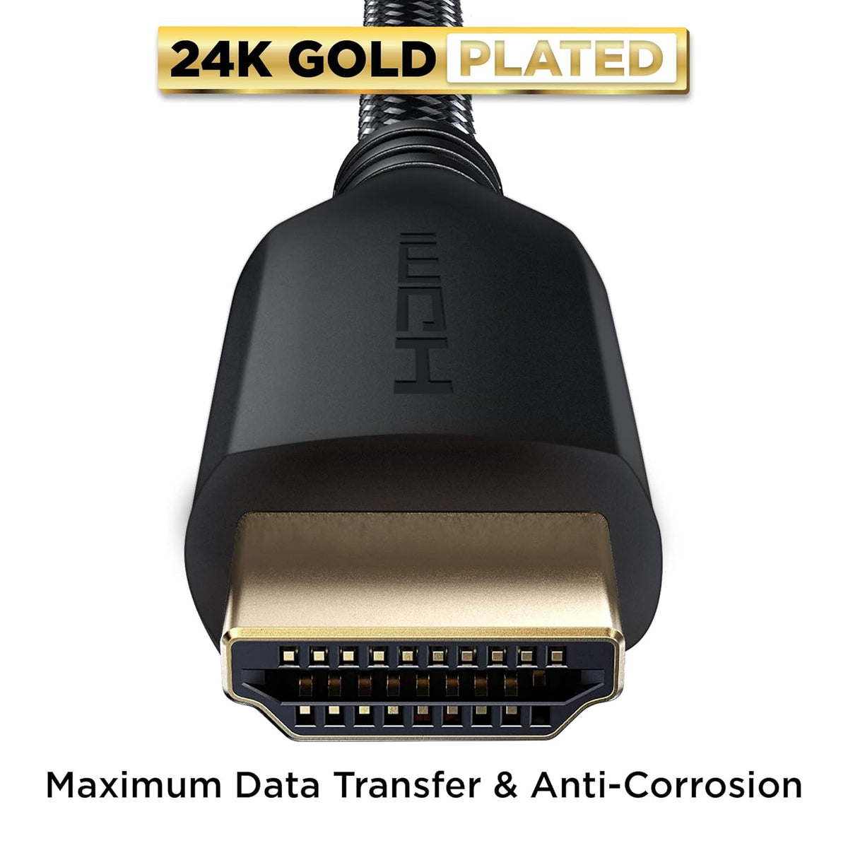 PowerBear 4K HDMI Cable 30 ft | High Speed Hdmi Cables, Braided Nylon & Gold Connectors, 4K @ 60Hz, Ultra HD, 2K, 1080P, ARC & CL3 Rated | for Laptop, Monitor, PS5, PS4, Xbox One, Fire TV, & More