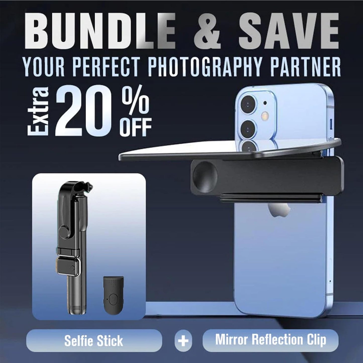 Mirror Effect Lens - Capture Stunning Reflections Instantly, Mirror for Phone to Use Back, Smartphone Camera Mirror Reflection Clip Kit, Reflection Mirror for Outdoor Travel Photography (White*2)
