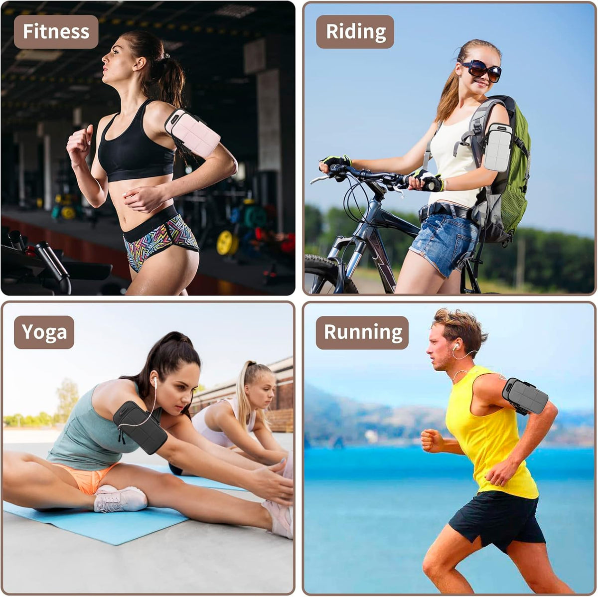 Phone Holder, Arm Bands for Workout, Use for Running, Walking, Hiking & Biking (Pink)