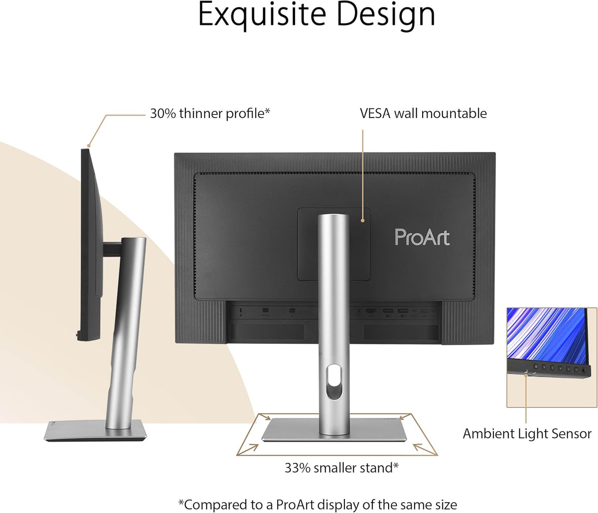 ASUS ProArt Display 27” 1440P Professional Monitor (PA278CFRV) - IPS, QHD (2560 x 1440), Pre-Calibrated, 95% DCI-P3, Daisy-chain, 100Hz, LuxPixel AGLR, Calman Verified, USB-C 96W, HDR400, 3yr warranty