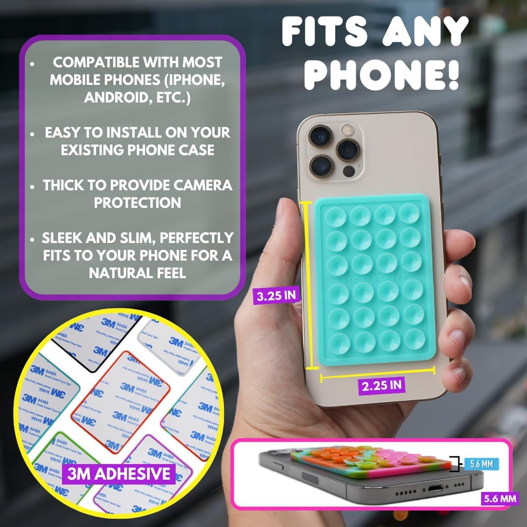 Suction Phone Case Mount, Sillicon Adhesive Phone Accessory for iPhone and Android, Hands-Free Fidget Toy Mirror Shower Phone Holder, Tiktok Videos and Selfies (Chocolate)