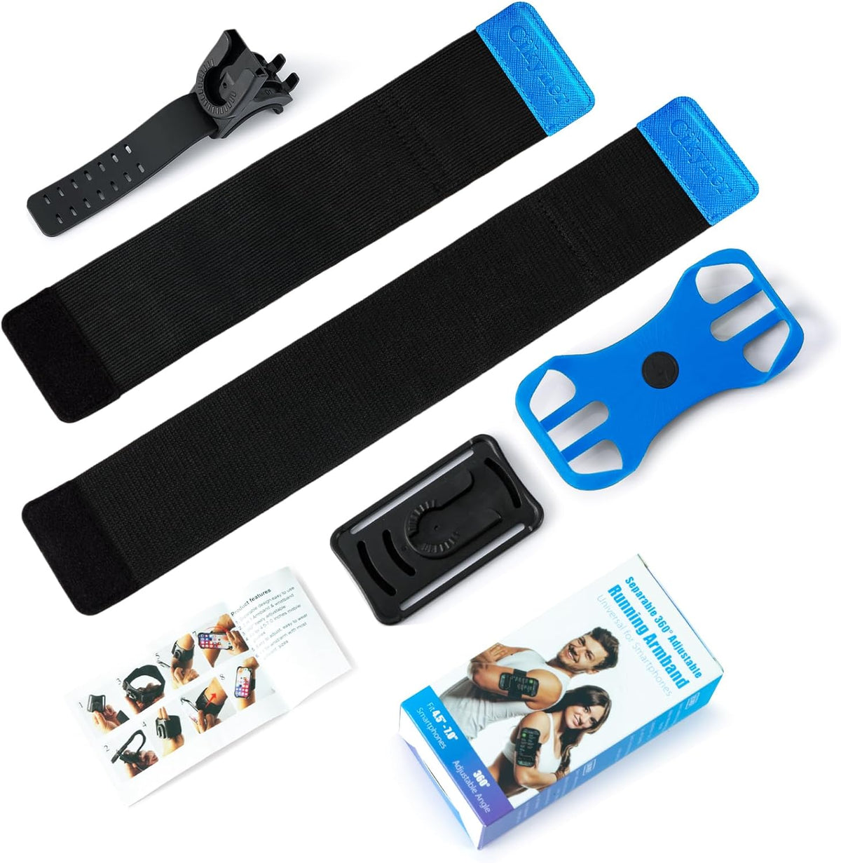 Cikyner Running Armband : 3 in 1 Sports Phone Holder - 360 Rotatable & Detachable for 4.5-7'' iPhone - Gym Running Hiking