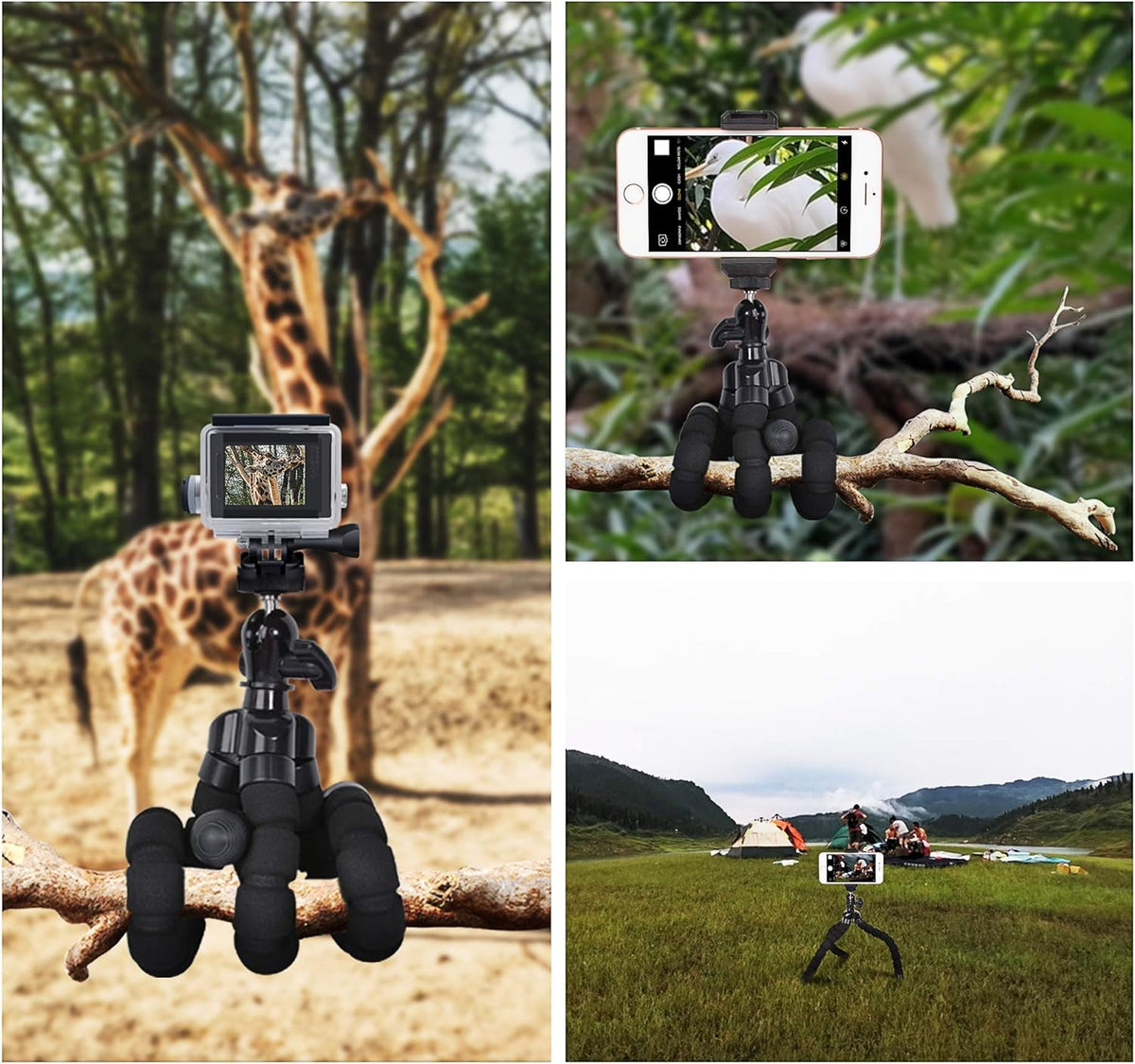 Phone Mini Tripod, Ruittos Premium Flexible Mobile Phone Tripod Stand Compatible with iPhone Samsung Go Pro, Small Digital Camera, Black