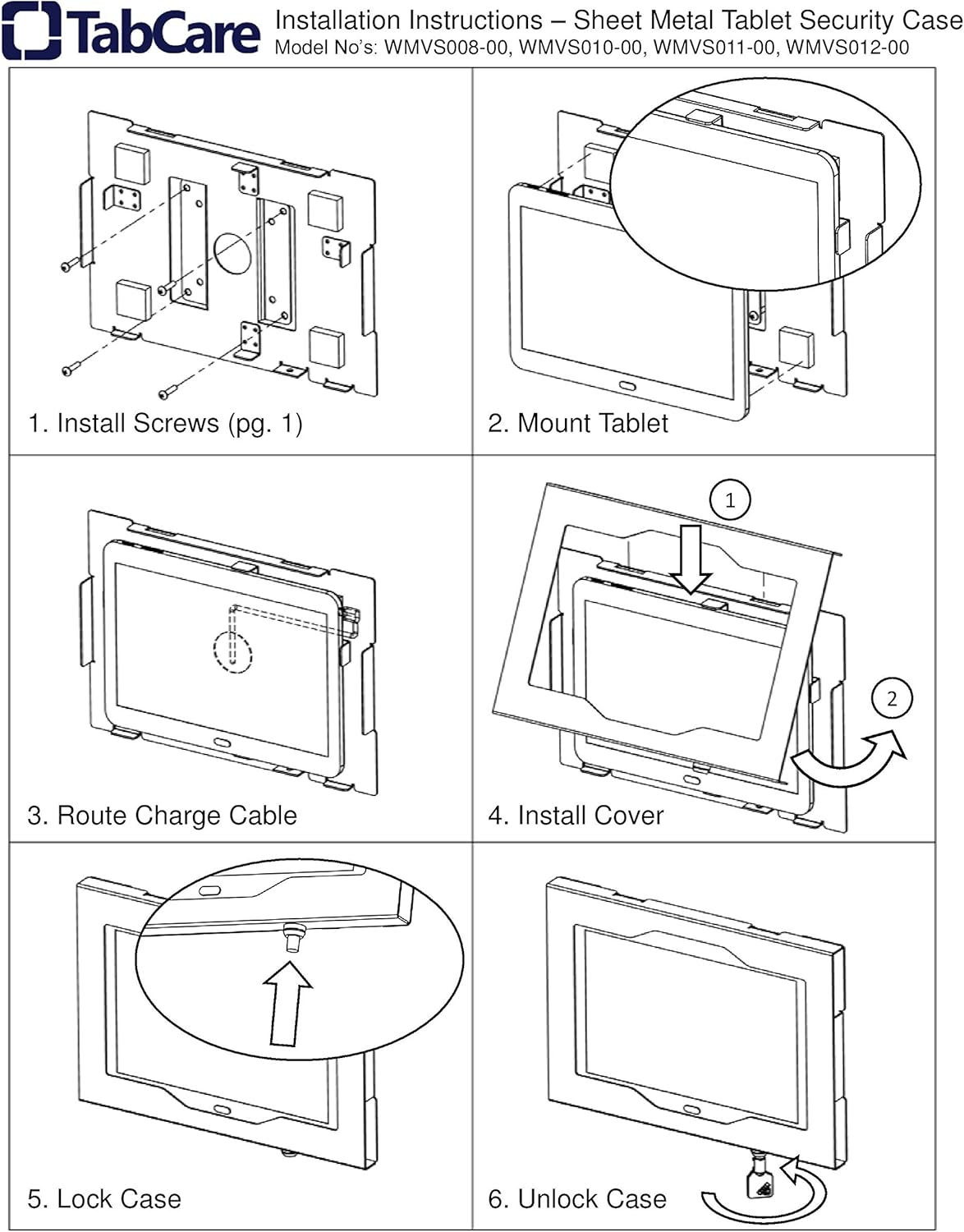TABcare Locking Security Metal Case for iPad mini 6 7 8.3" Functions as Kiosk, POS, Store, Show Display (White, iPad mini 6/7)