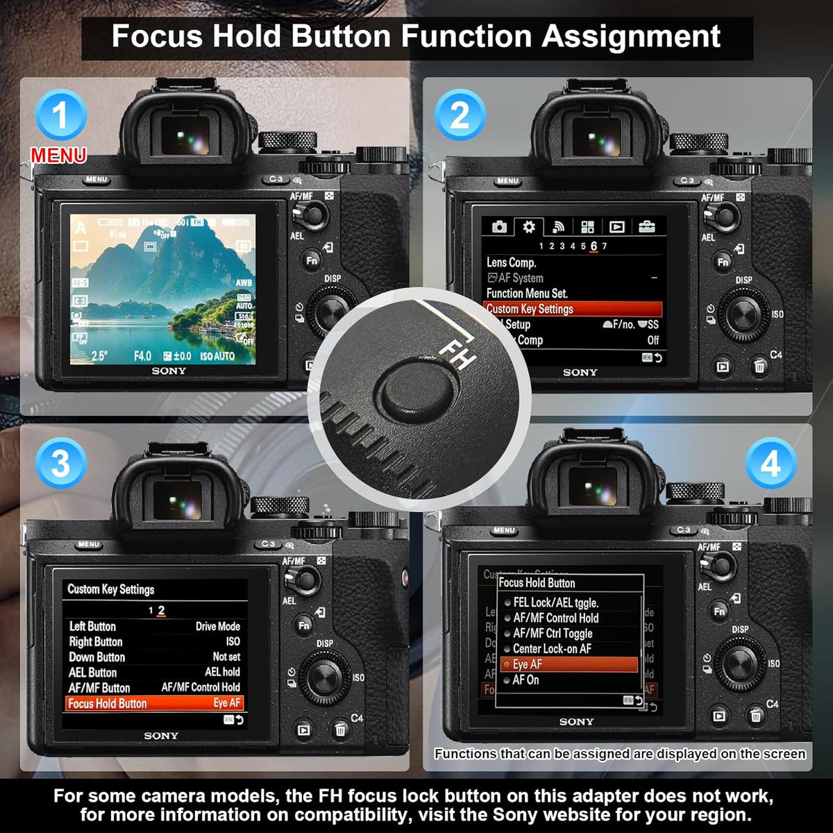 GEORDGY Lens Mount Adapter, EF-SE Pro for Canon EF/EF-S Lenses, Compatible with Sony E-Mount Series Cameras, Custom Assignable Functions to Focus Lock Button