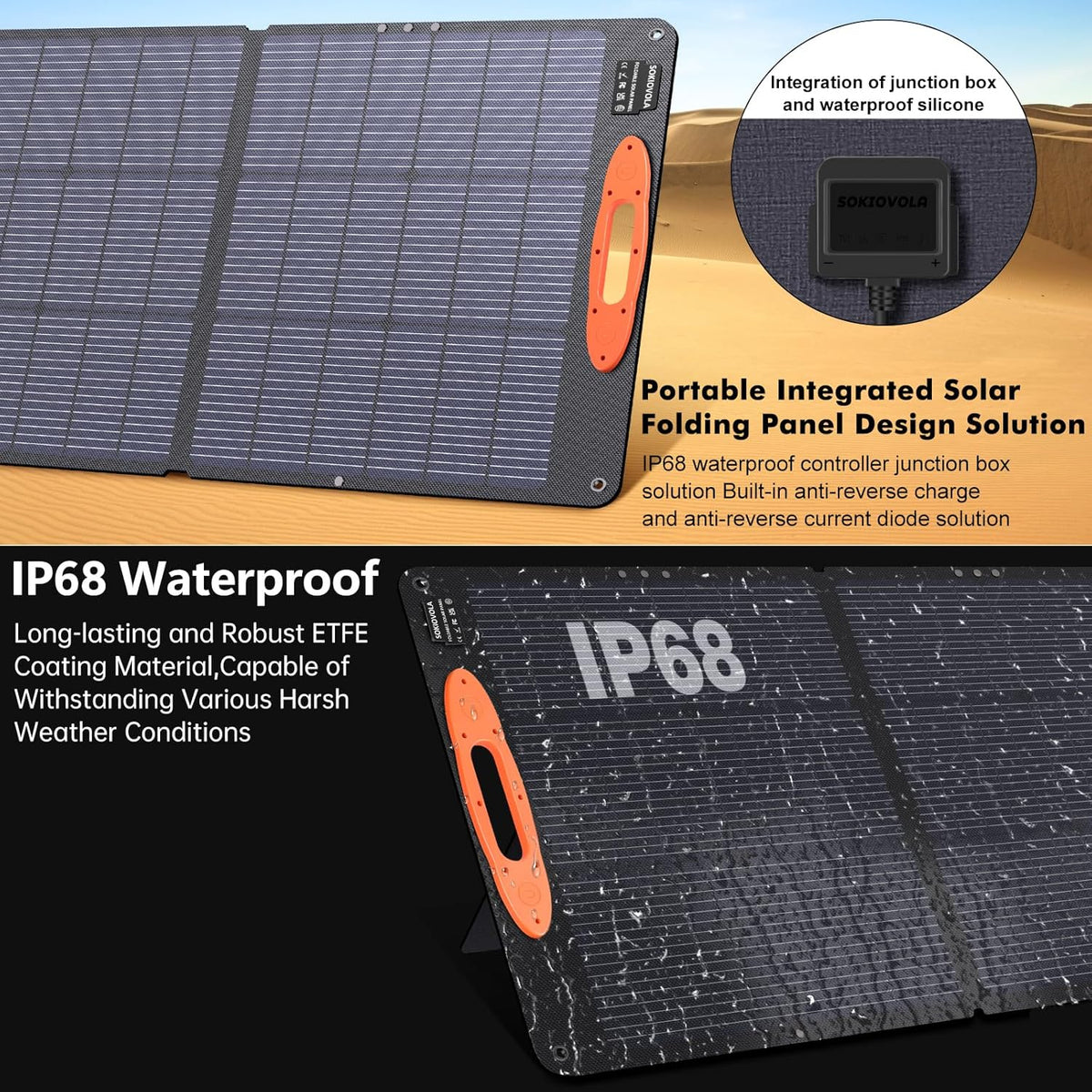 N-Type 16BB 110W Portable Solar Panel for EF/Jackery/Bluetti/Anker Power Station, 25% High Efficiency ETFE Foldable Solar Panel Charger IP68 Waterproof for Outdoor Camping RV