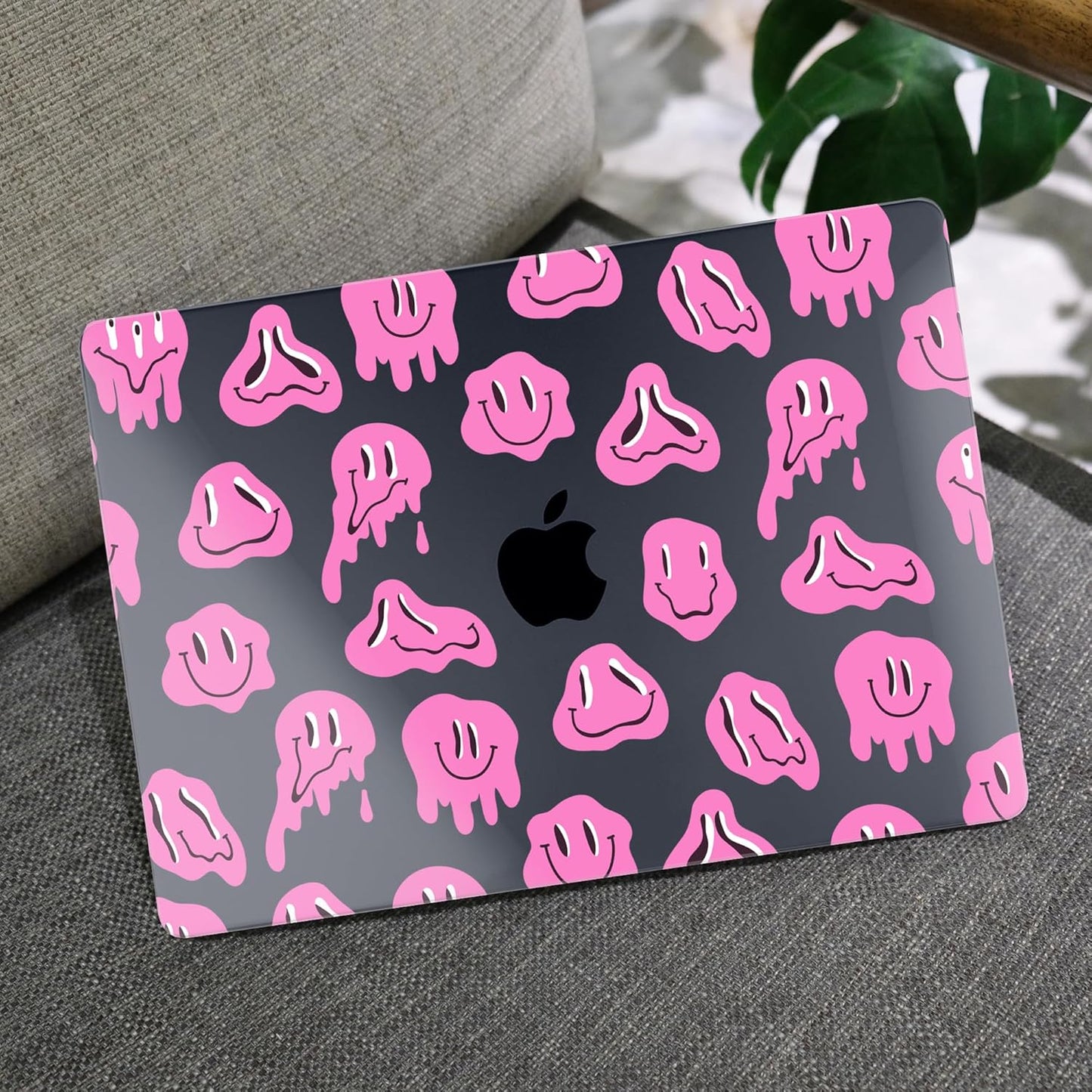 MEEgoodo for M4/M3/M2 MacBook Air 15.3 inch Case 2025 2024 2023, Case Fit Model (A3241/A3114/A2941) for MacBook Air 15 inch, Laptop Hard Shell with Keyboard Cover, Pink Groovy Emoji
