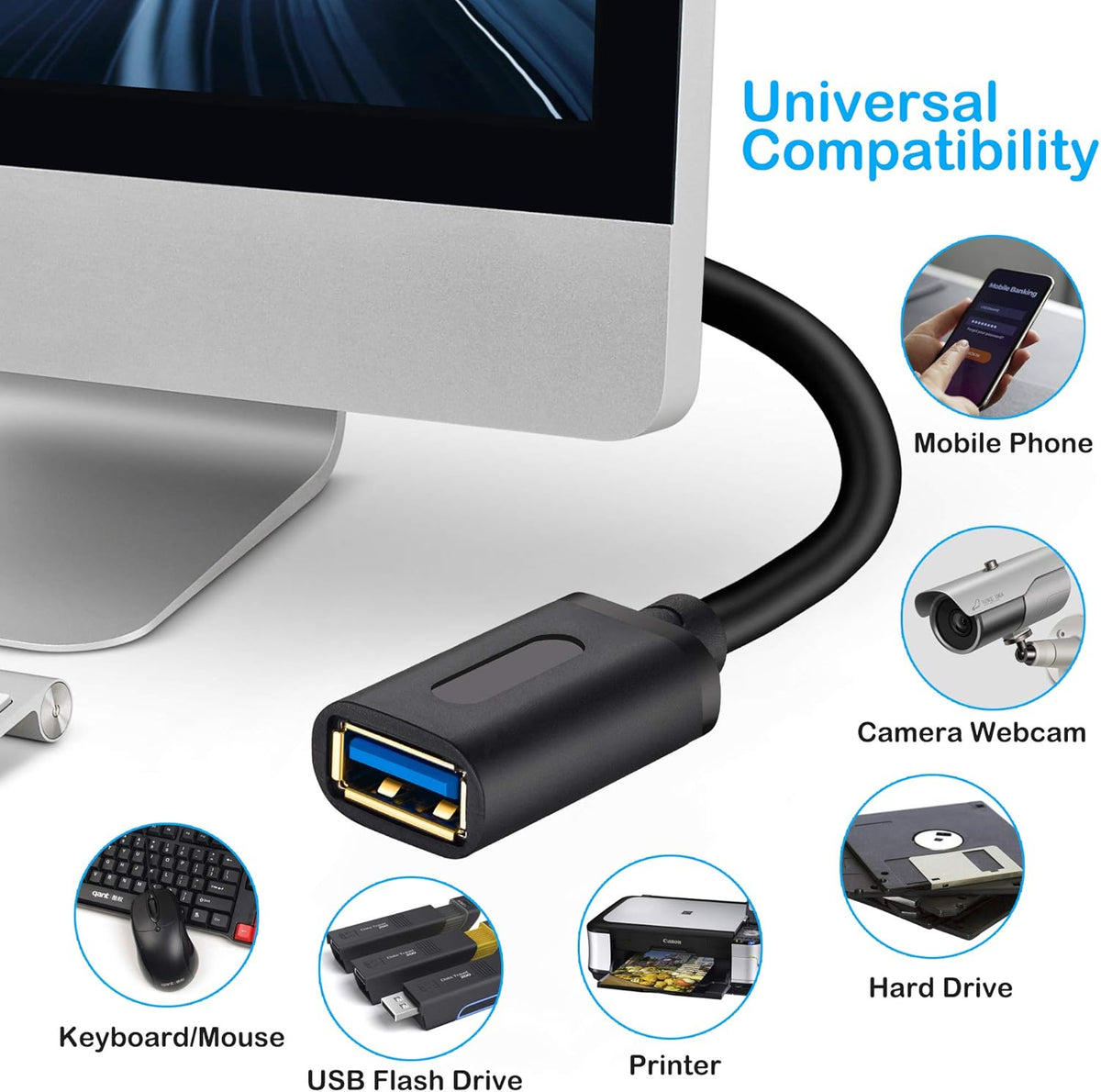 Tan QY USB 3.0 Extension Cable 1.5Ft, USB 3.0 High Speed Extender Cord Type A Male to A Female for PlayStation, Xbox, USB Flash Drive, Hard Drive, Card Reader,Scanner,Printer,Keyboard (1.5Ft-2Pack)