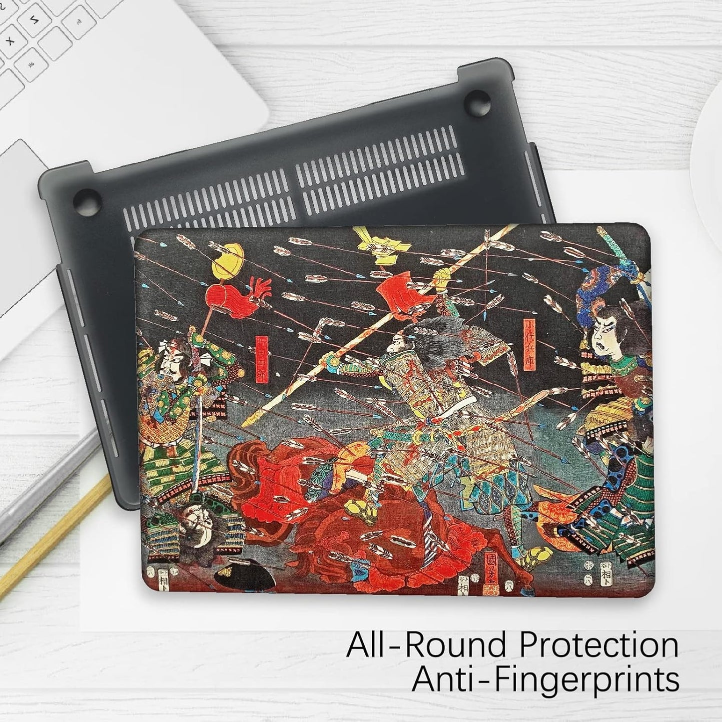 Berkin Arts for MacBook Air 15 inch Case 2025 2024 2023 Release M4 A3241 M3 A3114 M2 A2941 with Keyboard Cover & Screen Protector Ukiyo-e (The Kusunoki's Final Attack by Kuniyoshi)