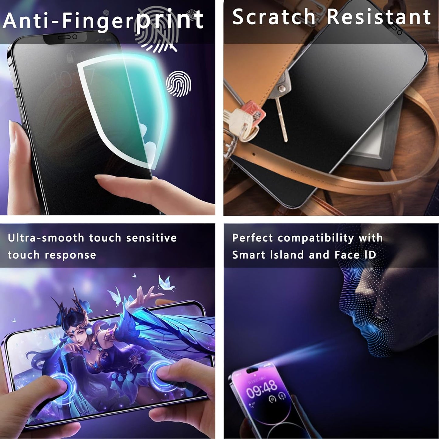 2 Pack Matte Privacy Screen Protector for iPhone 12 Pro/iPhone 12, 9H Tempered Glass, Full Coverage, Anti-Fingerprint, Auto Dust-Elimination, No Bubble, Easy Installation