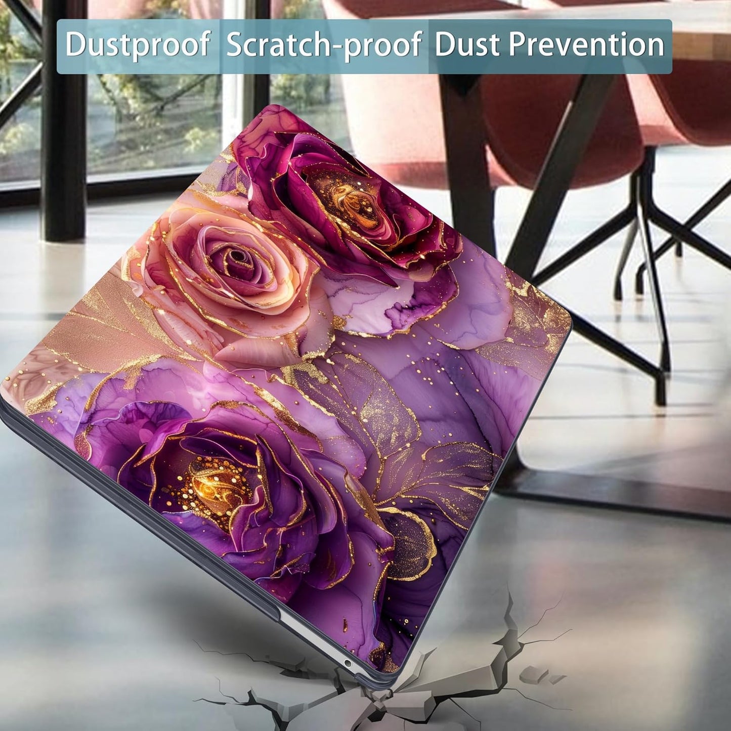 Mektron for MacBook Pro 13-inch Case 2022 2021 2020 Release A2338 M2 M1 A2289 A2251, Printed Plastic Hard Shell Cover for New MacBook Pro 13.3-inch Touch Bar Fits Touch ID,Marble Flowers