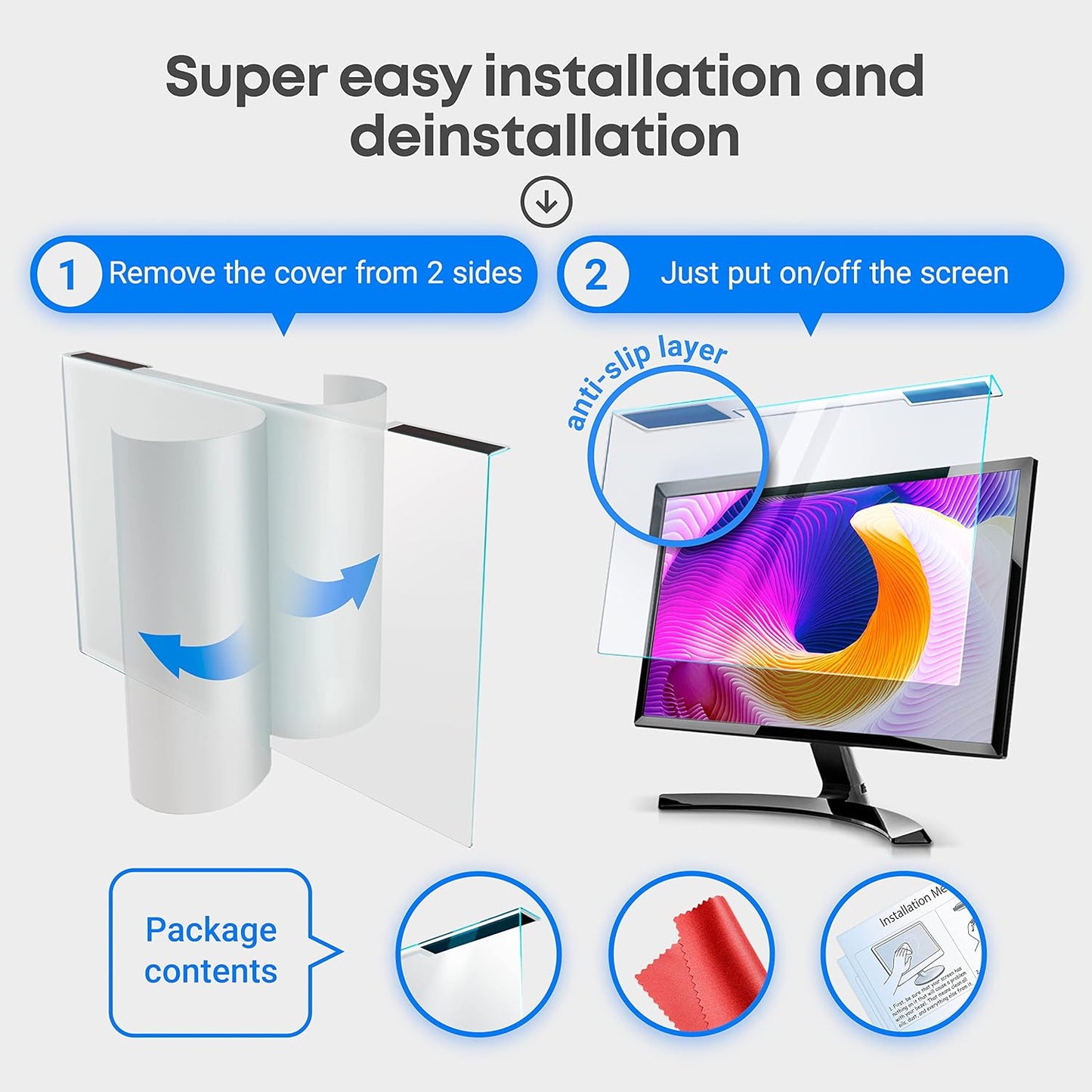 VINTEZ Blue Light Screen Protector for 21.5 Inch Computer Monitor and Laptop – Anti-UV Blue Light Blocking Film for Desktop PC, Eye Protection Filter, 19.3" x 11.3", 2 Pack