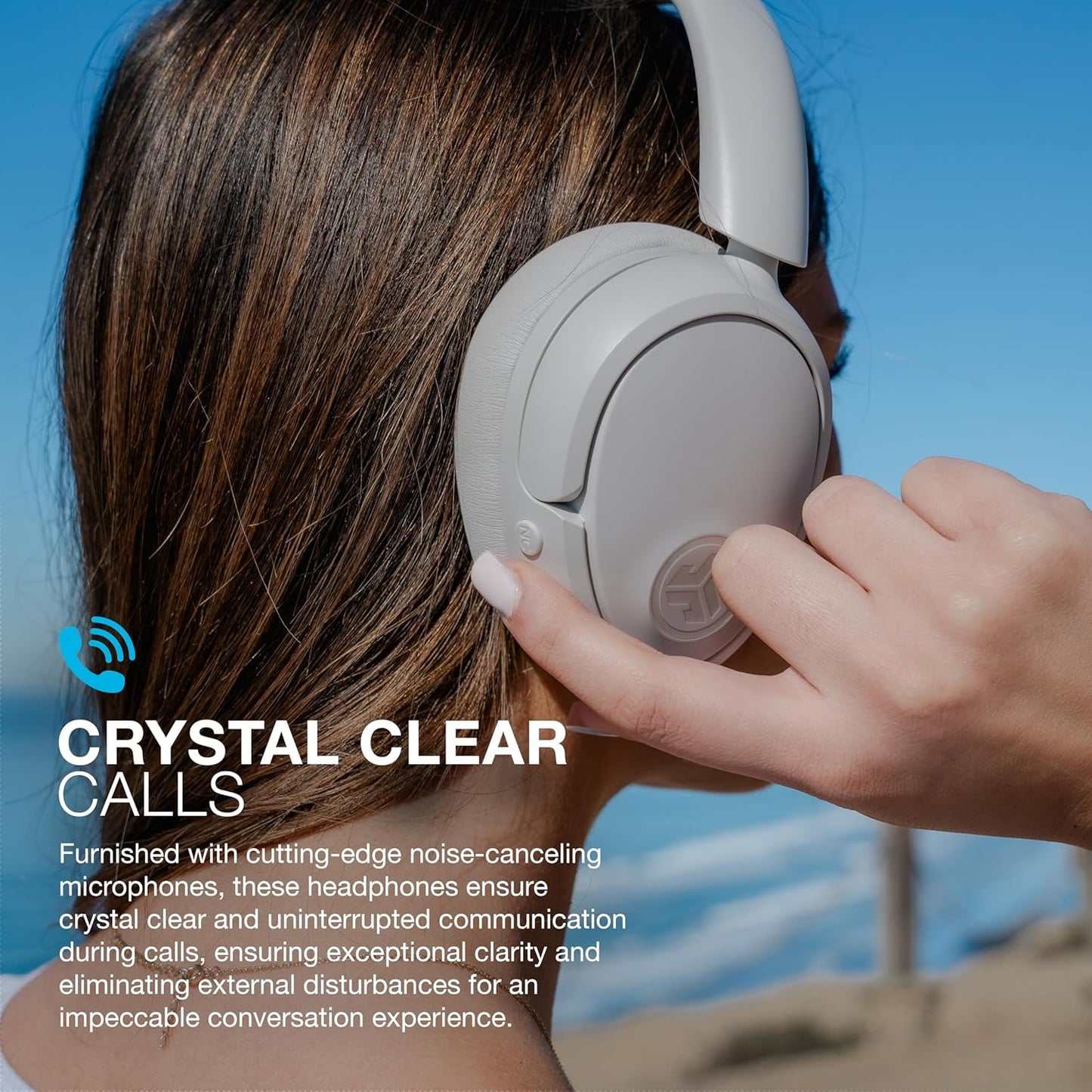 JLab JBuds Lux ANC Wireless Headphones, Cloud White, Hybrid Active Noise Cancelling, Customizable Sound, Spatial Audio Compatible, Premium Over-Ear Bluetooth Headset