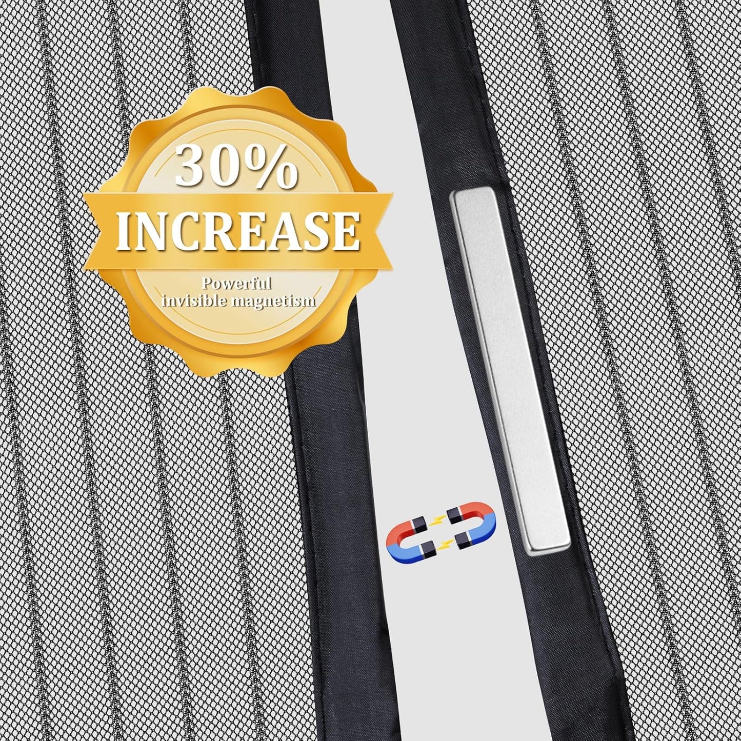 Magnetic Screen Door - Self Sealing, Heavy Duty, Hands Free Mesh Partition Keeps Bugs Out Let Breeze in- Pet and Kid Friendly - Keep Open Feature (Black, Fit Door Size 34 x 80 Inch)