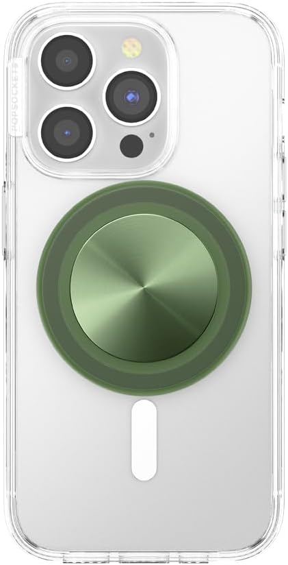 PopSockets Phone Grip for MagSafe with Kickstand, Magnetic Stand, Swappable Top, Secure Hold for iPhone MagSafe Cases, Phone & Tablet Grip - Alum Radial Olive