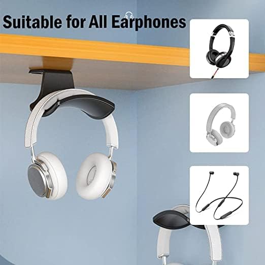 2-Pack Headphone Stand Hanger Wall Hooks, Save Space Headset Stand Holder for Universal Gaming Headset Airpods Max Sony Bose Beats, Strong Adhesive with Screws, White
