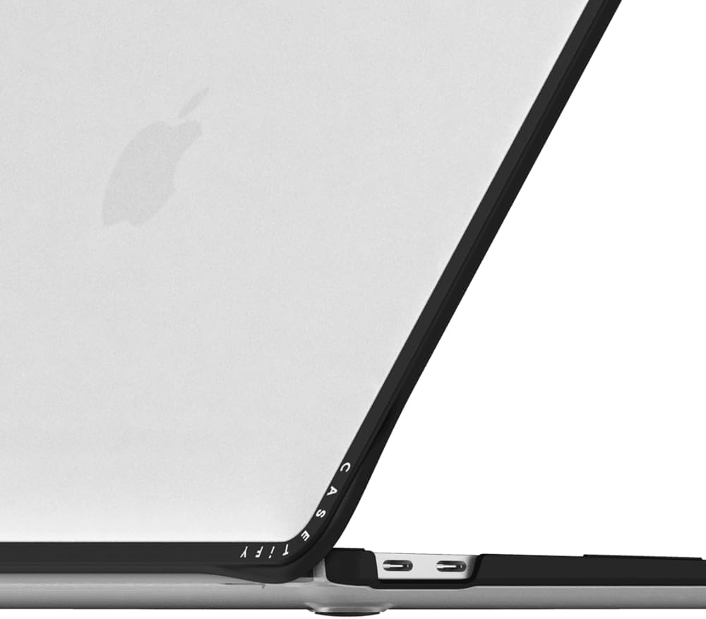 CASETiFY Impact MacBook Air 13" (M1/Intel) Case [Cushioned Impact Corners/Scratch-Resistant/Anti-Slip Grip] - Work Hard Black - Clear Black