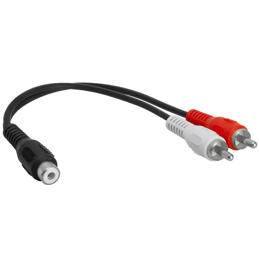 Cmple - 2 RCA Male to 1 RCA Female Stereo Audio Y-Cable, Plugs to Jack Y-Adapter Subwoofer Cable, Gold Plated