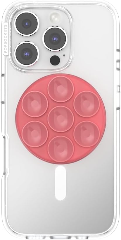 PopSockets Suck-Up™ Suction Grip & Stand, 3-in-1 MagSafe Phone Mount for iPhone, Strong Hold on Mirrors & Glass, Swappable Top, Portable & Reusable - Putty
