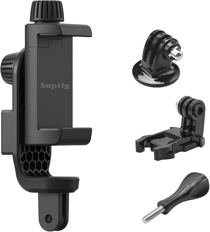 Suptig Phone Holder for Tripod, Action Camera Tripod Mount Adapter Compatible for iPhone, Gopro, DJI Action, Insta 360, Akaso, Mic, LED Light Photography Accessories