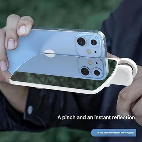 Mirror Effect Lens - Capture Stunning Reflections Instantly, Mirror for Phone to Use Back Camera, Reflection Mirrors for iPhone with Adjustable Hd Glass (Black)