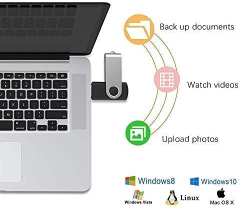 JUANWE 128GB USB Flash Drive 5 Packs, Thumb Drives Foldable 360° Swivel Shell & Lanyard Hold for Memory Storage Expand, USB Sticks Pen Drive Zip Drive for PC/Tablet/Car Data Transfer - Black