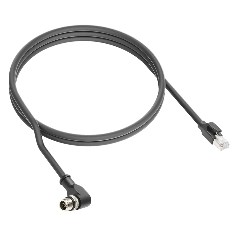 Alvin's Cables M12 X-Code 8 Pin Male to RJ45 Ethernet Cable for Cognex Keyence Camera, High-Flex Cat6a Cable for Industrial Automation, Fieldbus Module, Robotics, Right Angle 3.3ft/1m