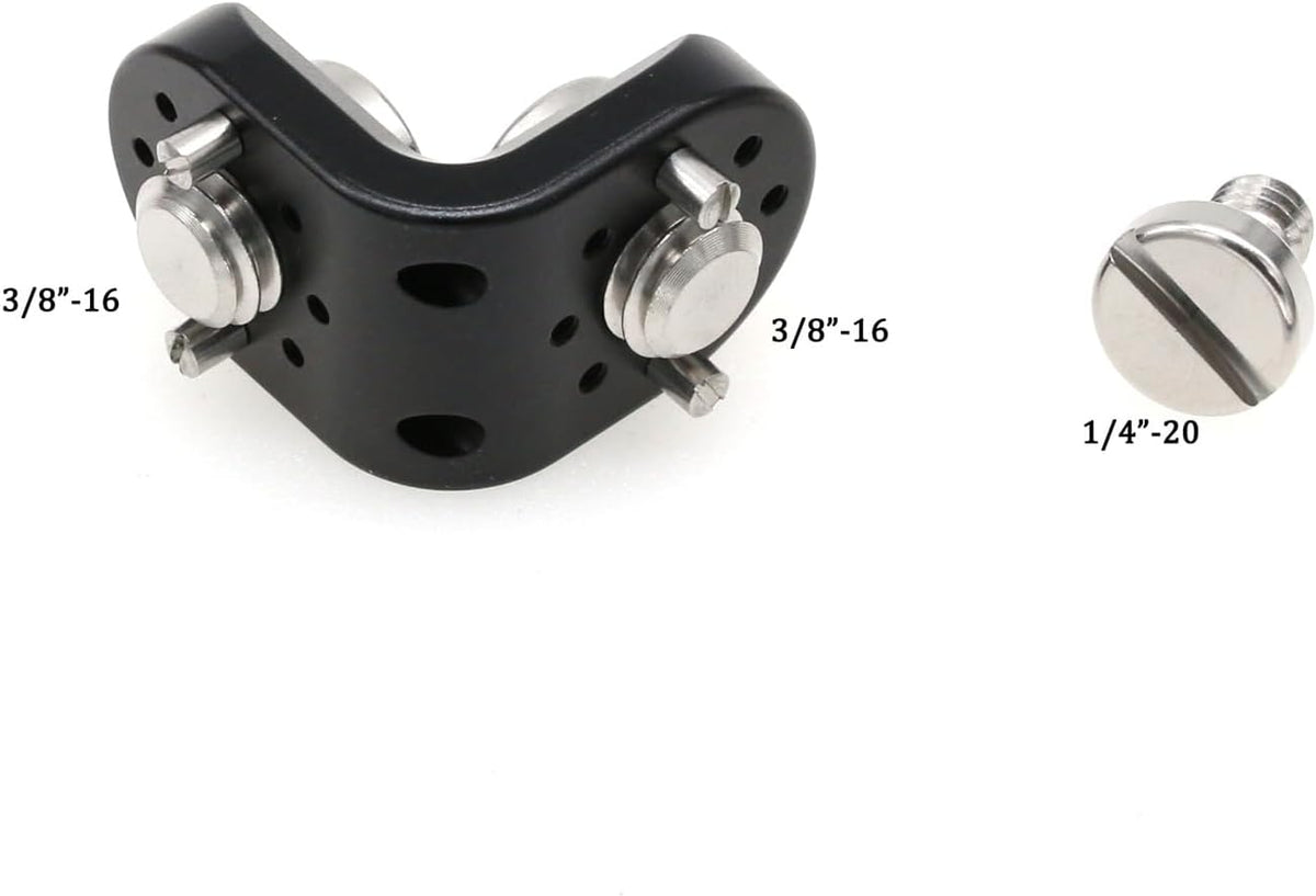 L Shaped Angle Bracket 3/8"-16 1/4" Corner Brace Joint Mounting Extension Adapter for Teradek Wireless System ARRI Sony RED Camera Monitor Focus Motor