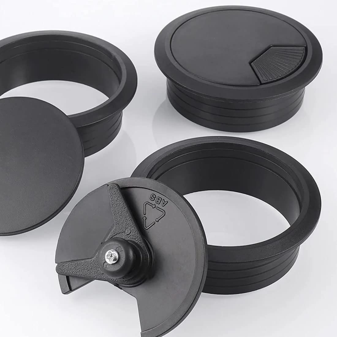 TuTuYa 6PCS Desk Grommet, Desk Cable Grommet 80mm (3-1/6inch) Black Desk Cable Hole Covers with Hole Saw, Ideal Solution for Office and Home Table Cable (Black, 3-1/6inch)