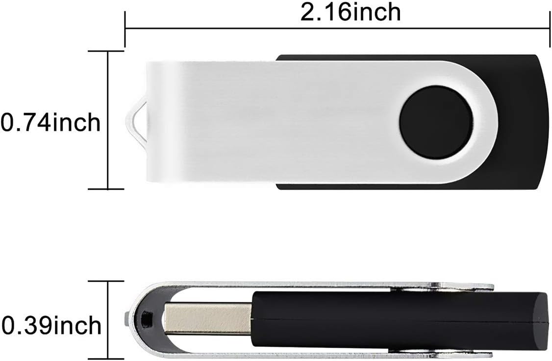 Aiibe 32GB USB Flash Drives Thumb Drive 10 Pack Bulk 32 GB Flash Drive USB 2.0 Memory Sticks Swivel Jump Zip Drives (32GB, 10 Pack, Black)